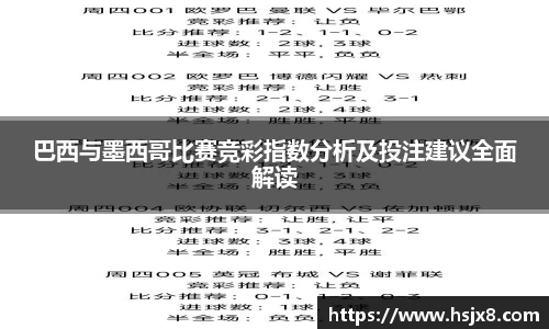巴西与墨西哥比赛竞彩指数分析及投注建议全面解读